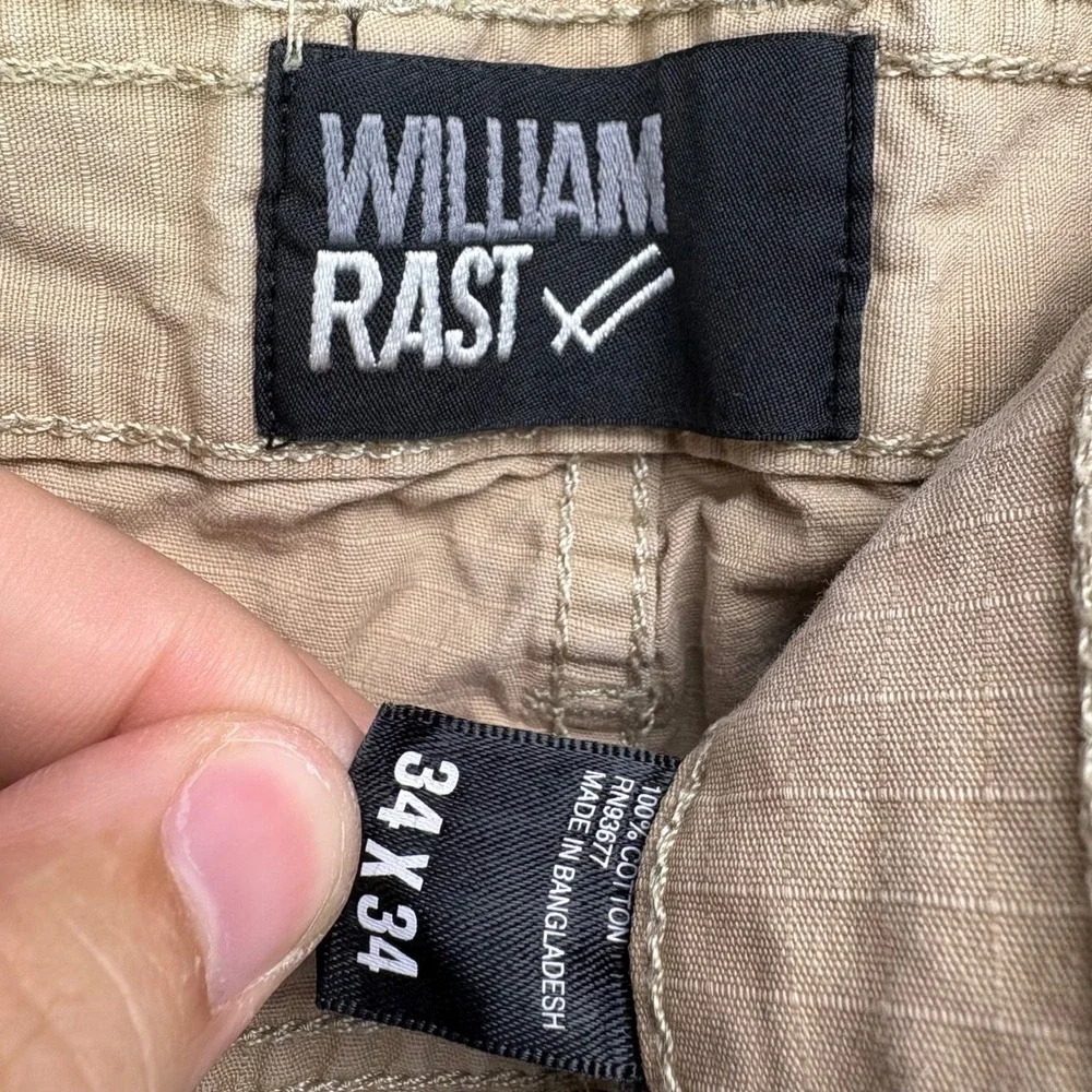 William Rast Mens Khaki Straight Leg Cargo Pants Size‎ 34x34 Cotton